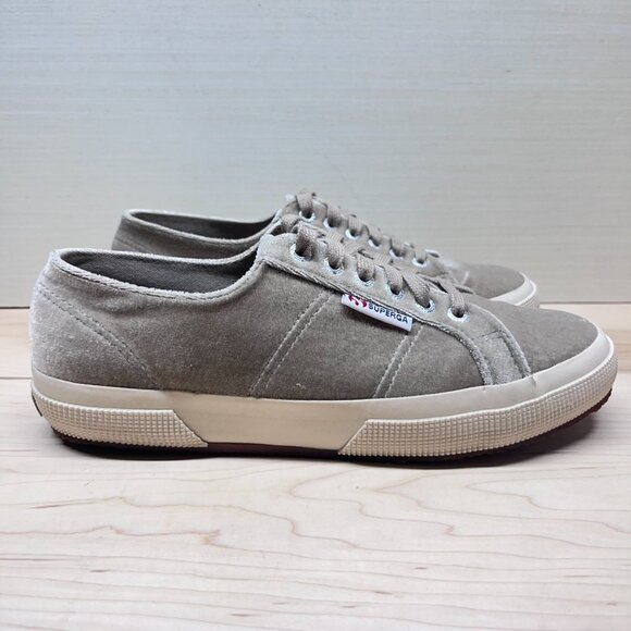 Superga Crushed Velvet Sneakers Light Grey Size 9 - Picture 2 of 9